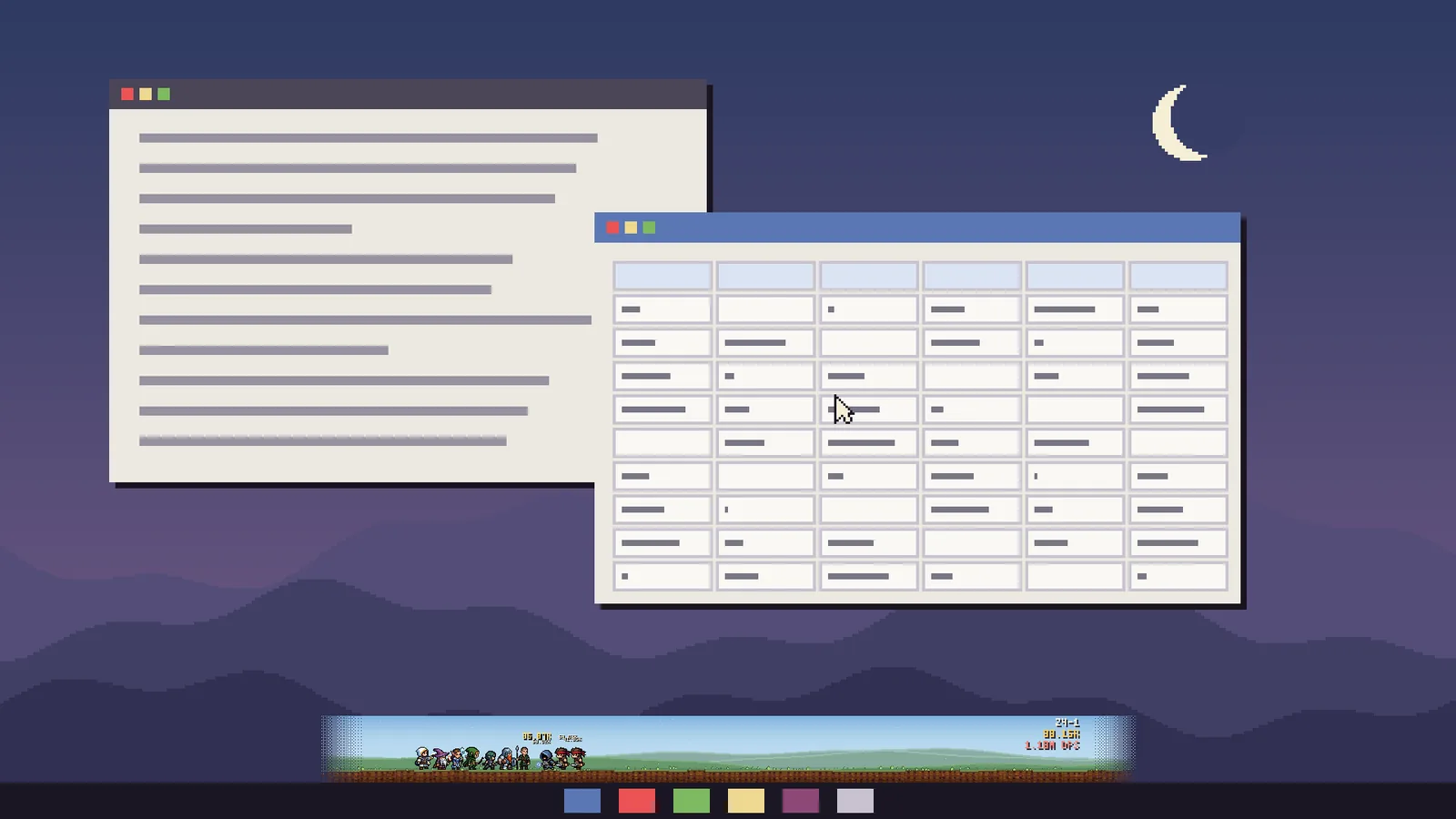 The strip over a working desktop